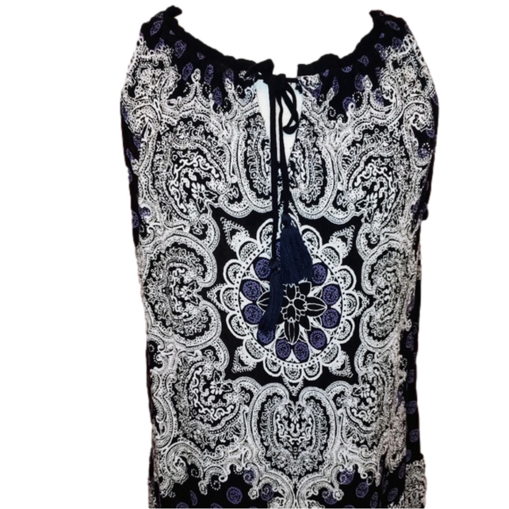 Bila Rayon Tunic Blouse Tassel Tie S